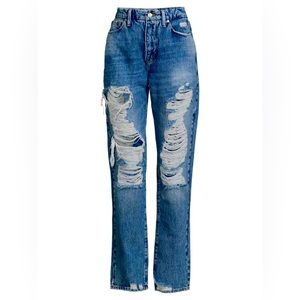Good American Good Boy Distressed Straight Leg Jeans